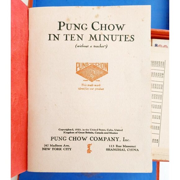 1923 Pung Chow Early Mah Jong Tile Game Complete Antique Educator Set BRDGMS - Picture 3 of 9